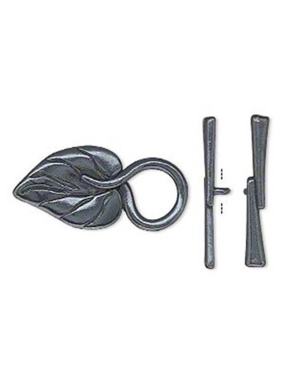 JBB Findings Israel Elegant Gunmetal Black Carved Leaf Fancy Toggle Clasp